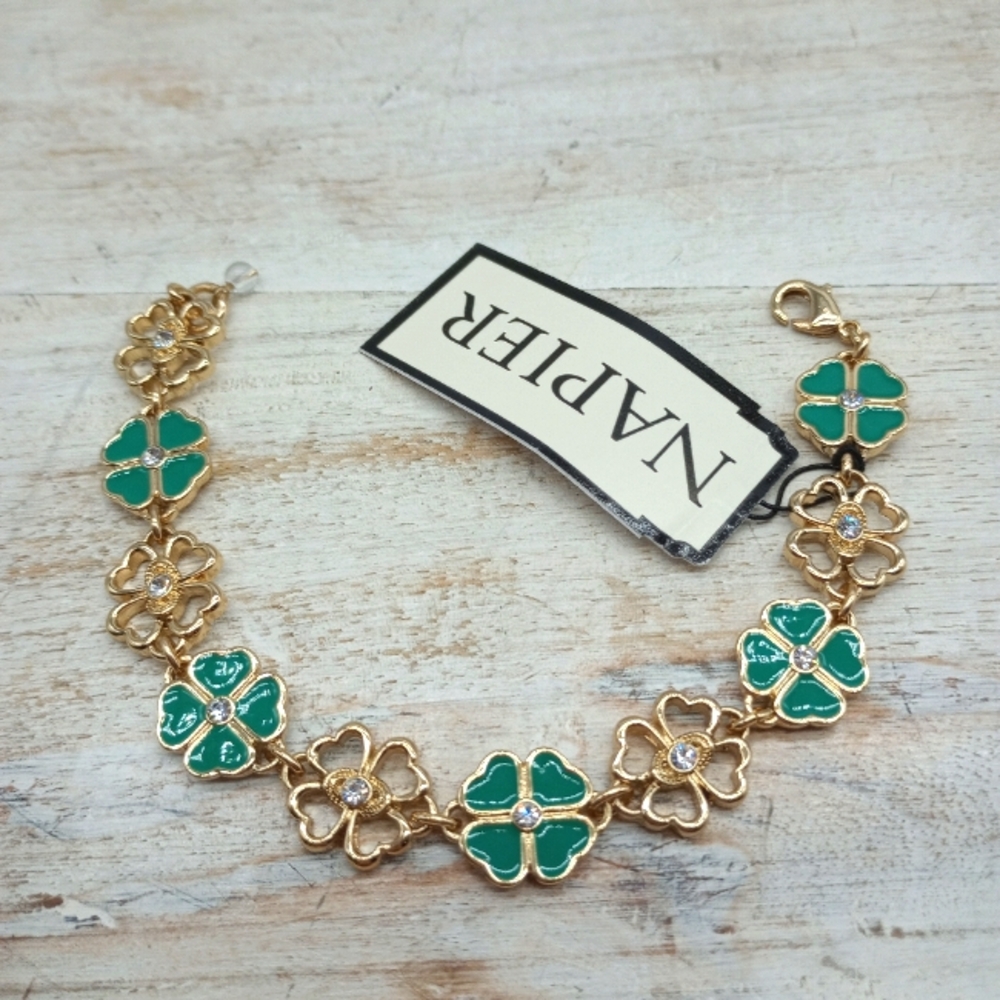 Napier Gold-Tone St Patrick's Day Charm Bracelet